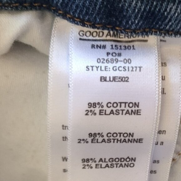 GOOD AMERICAN GOOD CURVE STRAIGHT JEANS CROPPED RAW HEM HIGH RISE STRETCH sz 16 - Picture 8 of 8